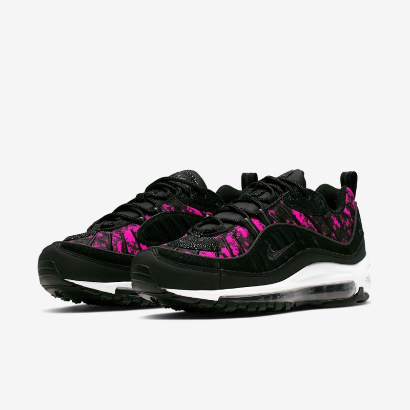 Nike Air Max 98 Premium Camo Sneakers Dame Sort | JI7121-851