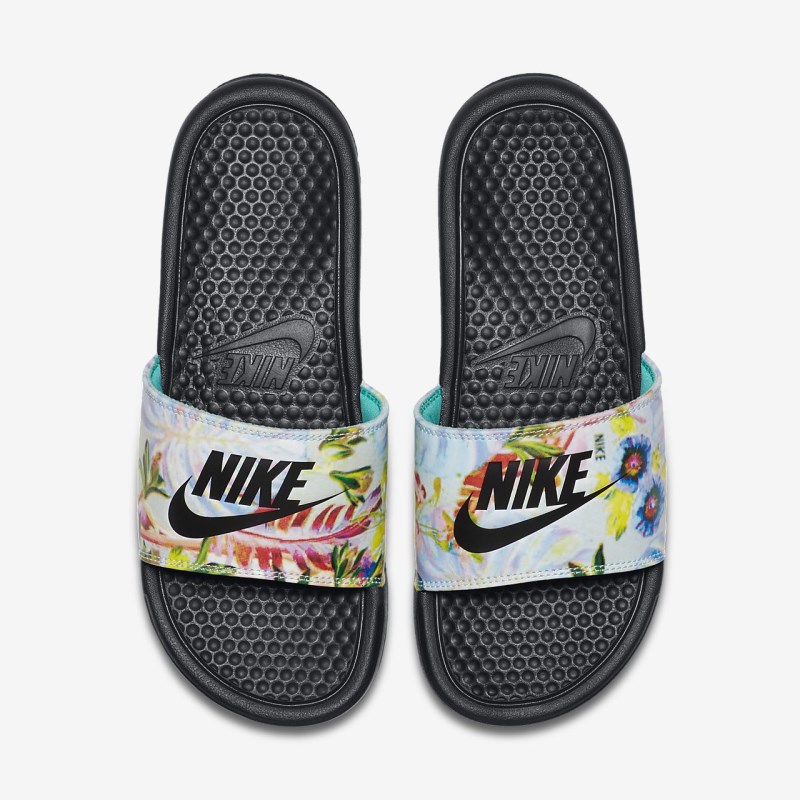 Nike Benassi JDI Floral Badesandaler Dame Sort | RQ1826-499